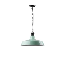 Suspension*Zangra Suspension, Alexandre, émail vert d'eau et porcelaine noire, Ø40cm, H25cm - Vert d'eau, noir