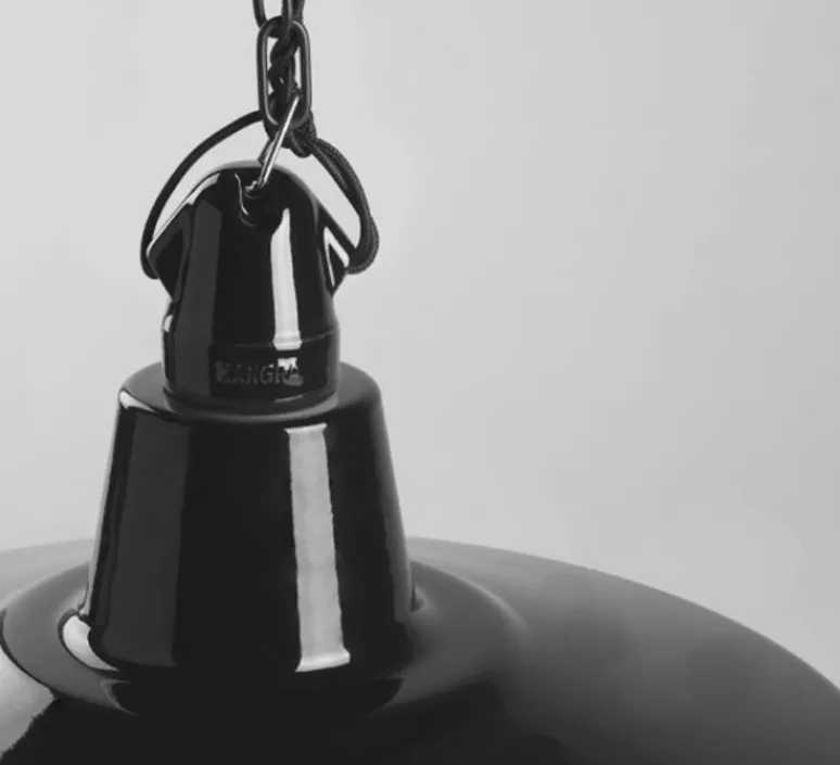 Suspension*Zangra Suspension, Alexandre, émail noir et porcelaine noire, Ø40cm, H25cm - Noir / Noir