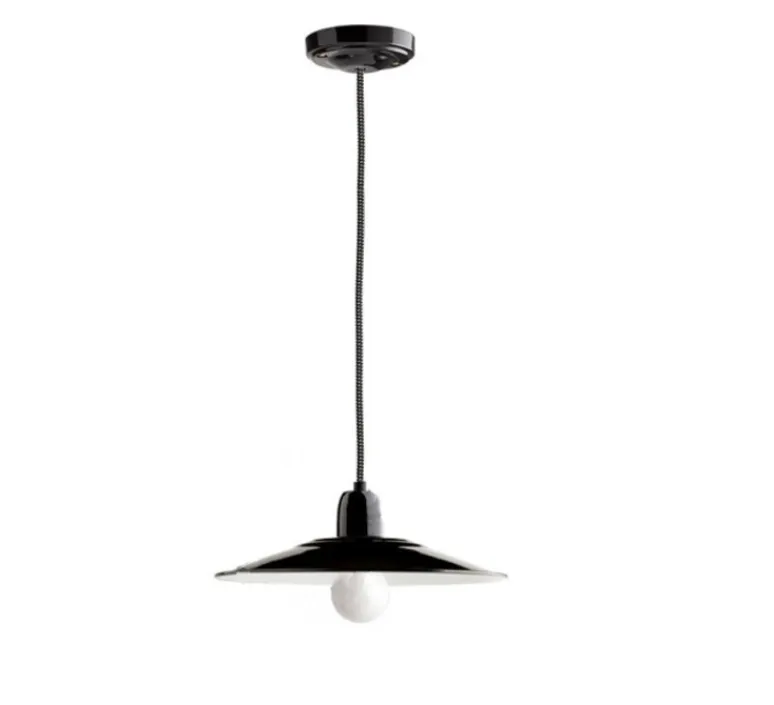 Suspension*Zangra Suspension, Alexis, , Ø28cm, H8,5cm - métal émaillé noir, porcelaine noire