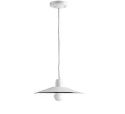 Suspension, Alexis, métal émaillé blanc, porcelaine blanche, Ø28cm, H8,5cm - Zangra
