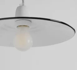 Suspension, Alexis, métal émaillé blanc, porcelaine blanche, Ø28cm, H8,5cm - Zangra