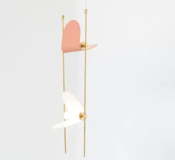 Suspension*OliveLab Suspension, Ali di Luce, 2, , LED, 2700K, 400 lm, L20cm, H160cm - blanc, terracotta et laiton