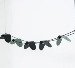Suspension*OliveLab Suspension, Ali di Luce, 5, , LED, 2700K, 400 lm, L94cm, H160cm - noir et vert