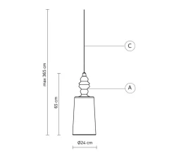 Suspension*Karman Suspension, Alibaglass, grande, , Ø24cm, H65cm - pyrex transparent