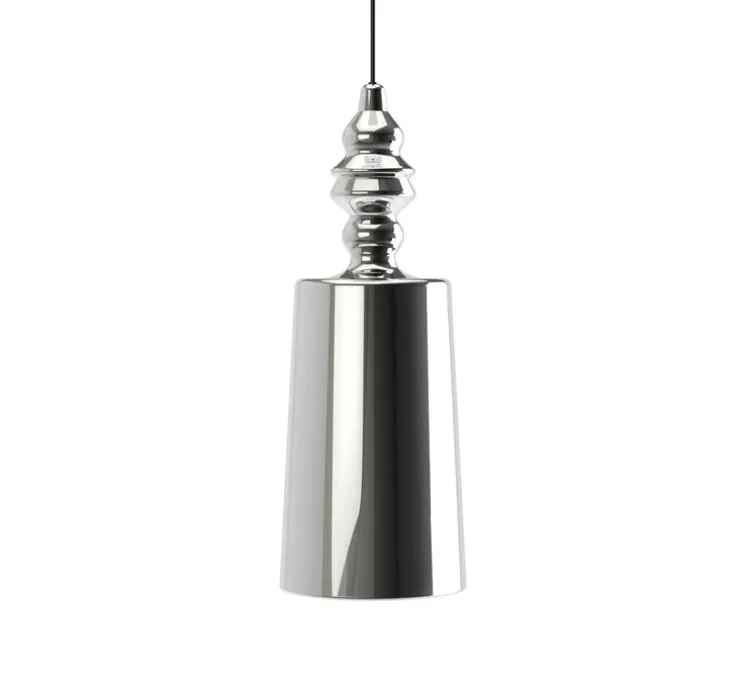 Suspension, Alibaglass, grande, pyrex plaqué chrome, Ø24cm, H65cm - Karman