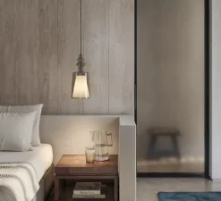 Suspension, Alibaglass, medium, pyrex bronze, Ø18cm, H41cm - Karman