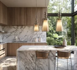 Suspension, Alibaglass, medium, pyrex bronze, Ø18cm, H41cm - Karman