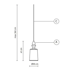 Suspension, Alibaglass, medium, pyrex bronze, Ø18cm, H41cm - Karman