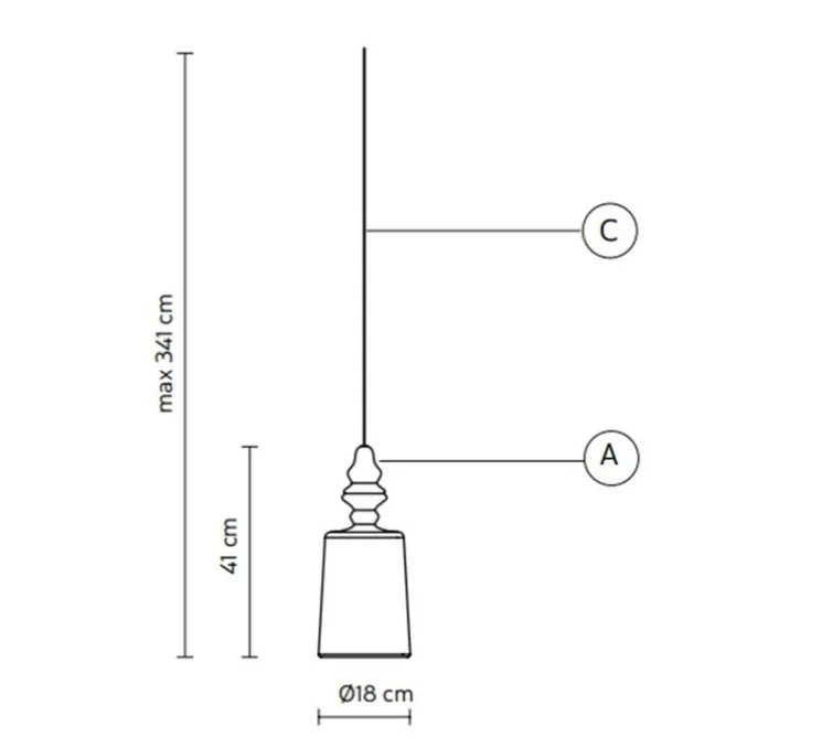 Suspension, Alibaglass, medium, pyrex bronze, Ø18cm, H41cm - Karman
