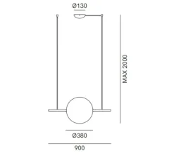 Suspension, Alma 282.01.ON, laiton, LED, dim, 2700K, 1750 lm, L90cm, H38cm - Il Fanale