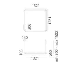 Suspension*Artemide Suspension, Alphabet of Light Square, , LED, 3000K, 7736lm, H5cm, L132,1cm - blanc
