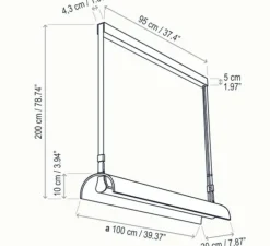 Suspension*Bover Suspension, Aluet S/100 indirect, , LED, dim, 2700K, 4200 lm, L100cm, H10cm - bois beige