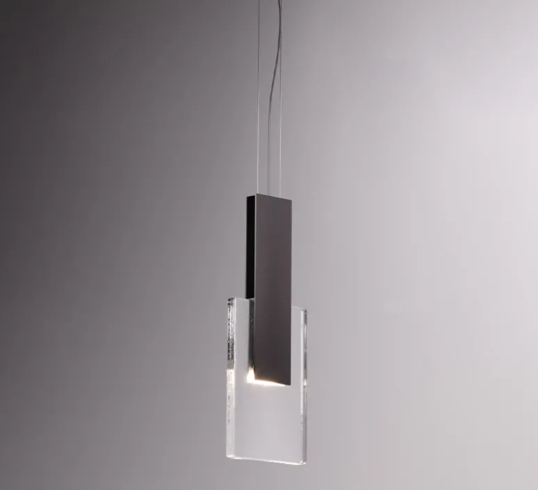 Suspension*Fabbian Suspension, Amulette, , LED, dim, 3000K, 500 lm, L17cm, H44cm - noir anthracite et transparent