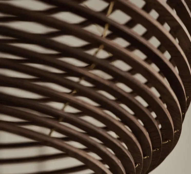 Suspension, Anelli, chêne teinté huilé, LED, 3000K, 1070 lm, Ø44cm, H35cm - Bolia