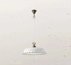 Suspension, Anita 09, blanc, laiton antique, Ø42cm, H10cm - Il Fanale