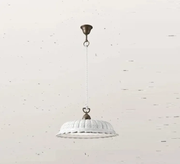 Suspension, Anita 09, blanc, laiton antique, Ø42cm, H10cm - Il Fanale