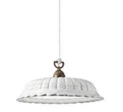 Suspension, Anita 09, blanc, laiton antique, Ø42cm, H10cm - Il Fanale