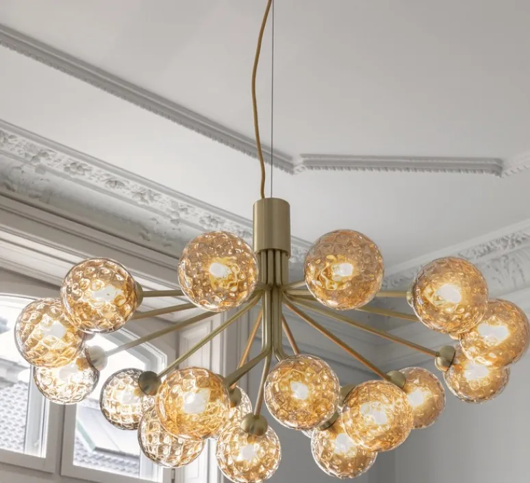 Suspension*Nuura Suspension, Apiales 18, transparent, Ø89cm, H48cm - laiton, verre