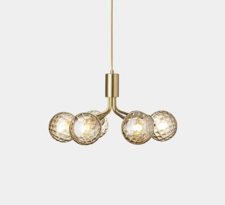 Suspension*Nuura Suspension, Apiales 6, transparent, L50cm, H26,3cm - laiton, verre