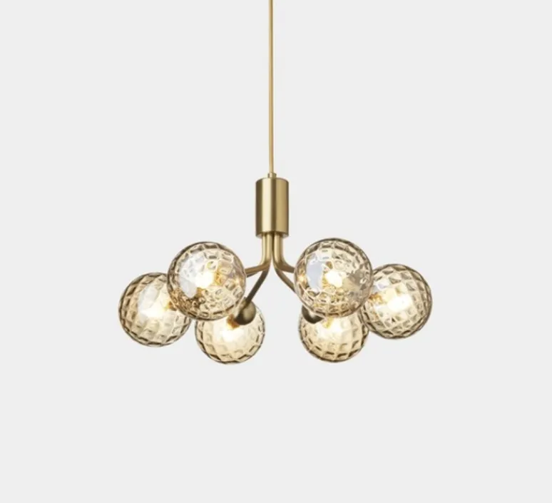 Suspension*Nuura Suspension, Apiales 6, transparent, L50cm, H26,3cm - laiton, verre