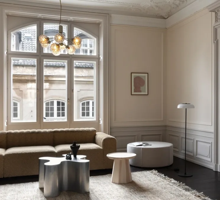 Suspension, Apiales 9, laiton, verre transparent, L59,5cm, H38,5cm - Nuura