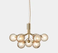 Suspension, Apiales 9, laiton, verre transparent, L59,5cm, H38,5cm - Nuura