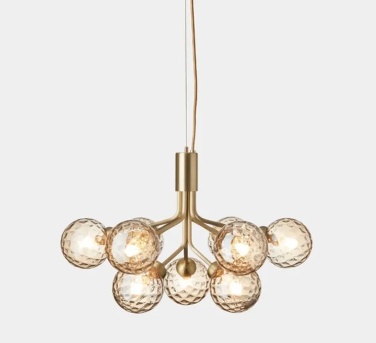 Suspension, Apiales 9, laiton, verre transparent, L59,5cm, H38,5cm - Nuura