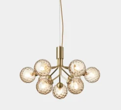 Suspension, Apiales 9, laiton, verre transparent, L59,5cm, H38,5cm - Nuura