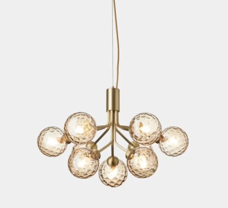 Suspension, Apiales 9, laiton, verre transparent, L59,5cm, H38,5cm - Nuura