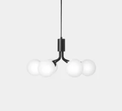 Suspension, Apiales 6, noir satin, verre opalin, L50cm, H26,3cm - Nuura