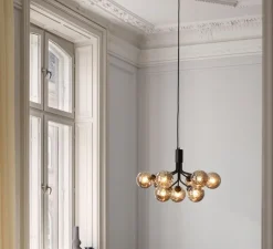 Suspension*Nuura Suspension, Apiales 9, transparent , L59,5cm, H38,5cm - noir satin, verre