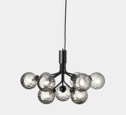 Suspension*Nuura Suspension, Apiales 9, transparent , L59,5cm, H38,5cm - noir satin, verre