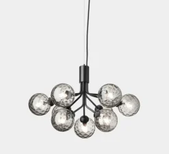 Suspension*Nuura Suspension, Apiales 9, transparent , L59,5cm, H38,5cm - noir satin, verre