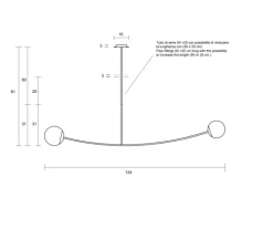 Suspension*MM Lampadari Suspension, ARCH, , canon de fusil, laiton, L124cm - noir