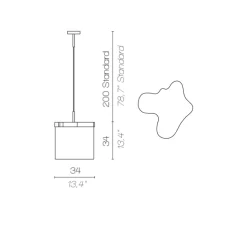 Suspension, Arcipelago Maiorca, bleu brouillard, LED, 3000K, 1800lm, Ø34cm, H34cm - Contardi