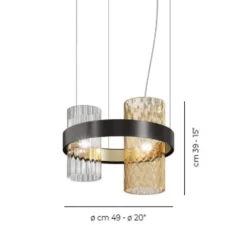 Suspension, Armonia SP 50, cristal, ambre, Ø49cm, H39cm - Vistosi