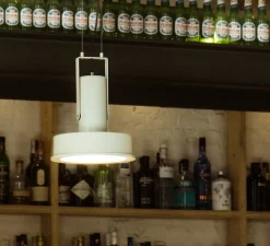 Suspension, Arne Domus, blanc, IP54, LED, dim, 2700K, 1972 lm, Ø31cm, H37,3cm - Santa & Cole