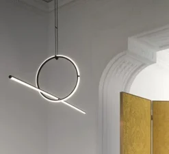 Suspension*Flos Suspension, Arrangements (round S + line), , LED, 2700K, 2376lm, L170,6cm, H39,8cm - noir