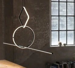 Suspension, Arrangements (square S + round S + line), noir, LED, 2700K, 3294lm, Ø107,6cm, H75,3cm - Flos
