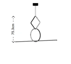 Suspension, Arrangements (square S + round S + line), noir, LED, 2700K, 3294lm, Ø107,6cm, H75,3cm - Flos