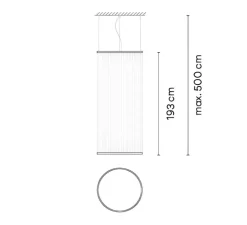 Suspension, Array, 1835, beige, rosace en surface, LED, dim, 1-10V, 2700K, 6050 lm, Ø83cm, H193cm - Vibia