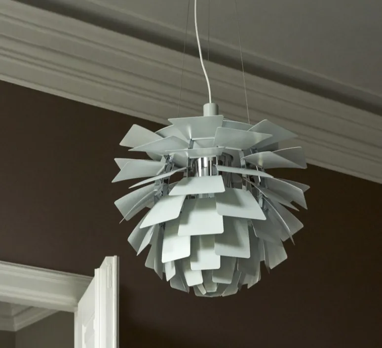 Suspension*Louis Poulsen Suspension, Artichoke S, vert poudré, chrome, Ø48cm, H46,5cm - vert poudré, acier chromé