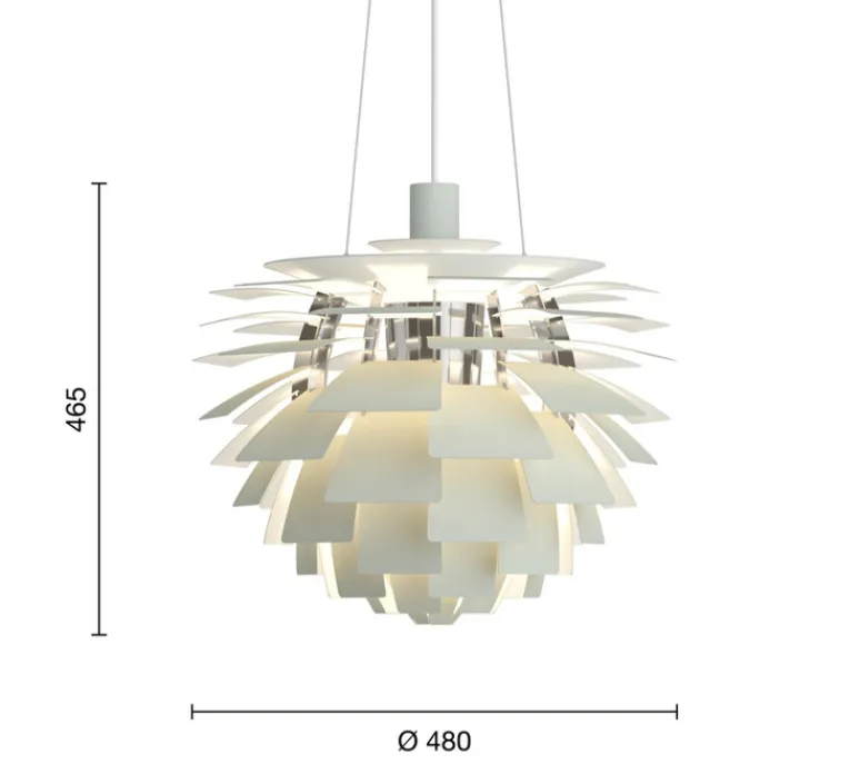 Suspension*Louis Poulsen Suspension, Artichoke S, vert poudré, chrome, Ø48cm, H46,5cm - vert poudré, acier chromé