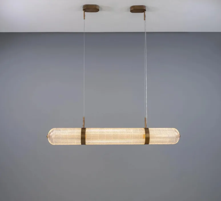 Suspension*Mullan Lighting Suspension, Ashford Linear, , LED, 2700K, 660 lm, Ø15cm, H120,9cm - laiton antique