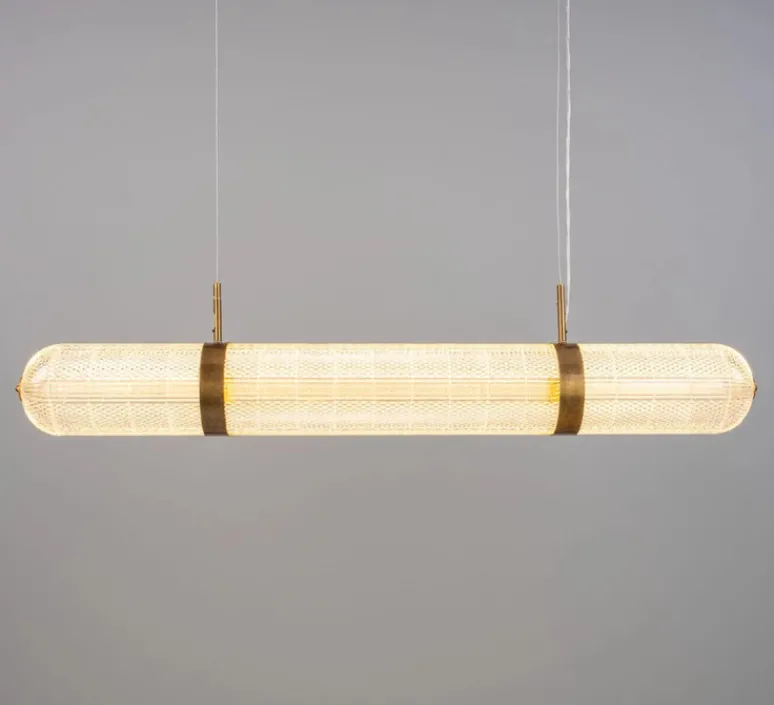 Suspension*Mullan Lighting Suspension, Ashford Linear, , LED, 2700K, 660 lm, Ø15cm, H120,9cm - laiton antique