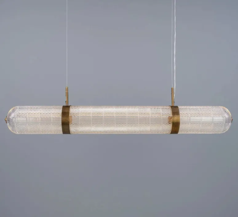 Suspension*Mullan Lighting Suspension, Ashford Linear, , LED, 2700K, 660 lm, Ø15cm, H120,9cm - laiton antique