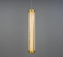 Suspension*Mullan Lighting Suspension, Ashford Vertical, , LED, 2700K, 660 lm, Ø15,4cm, H120cm - laiton satiné