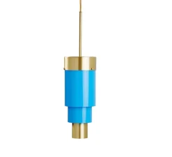 Suspension*Ebb and Flow Suspension, A-Spire, , LED, dim, 3000K, Ø14cm, H56cm - bleu, laiton brossé