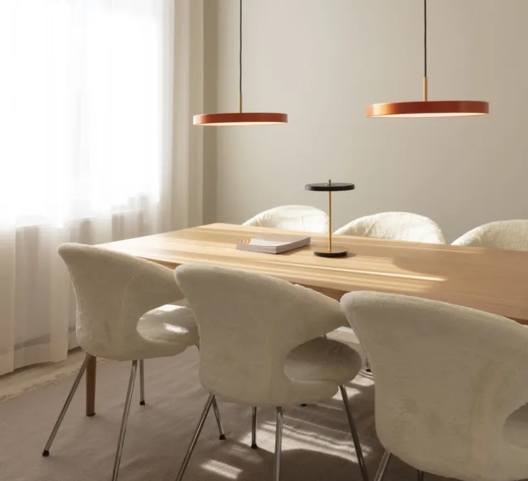 Suspension, Asteria Medium, orange et laiton, LED, 3000K, 1200lm, Ø43cm, H14cm - Umage