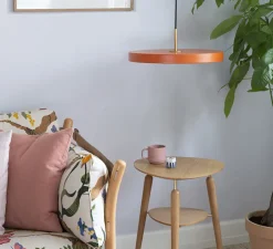 Suspension, Asteria Medium, orange et laiton, LED, 3000K, 1200lm, Ø43cm, H14cm - Umage